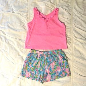 Girls’ Lilly Pulitzer Pink Top & Shorts Set | Size M/6-7